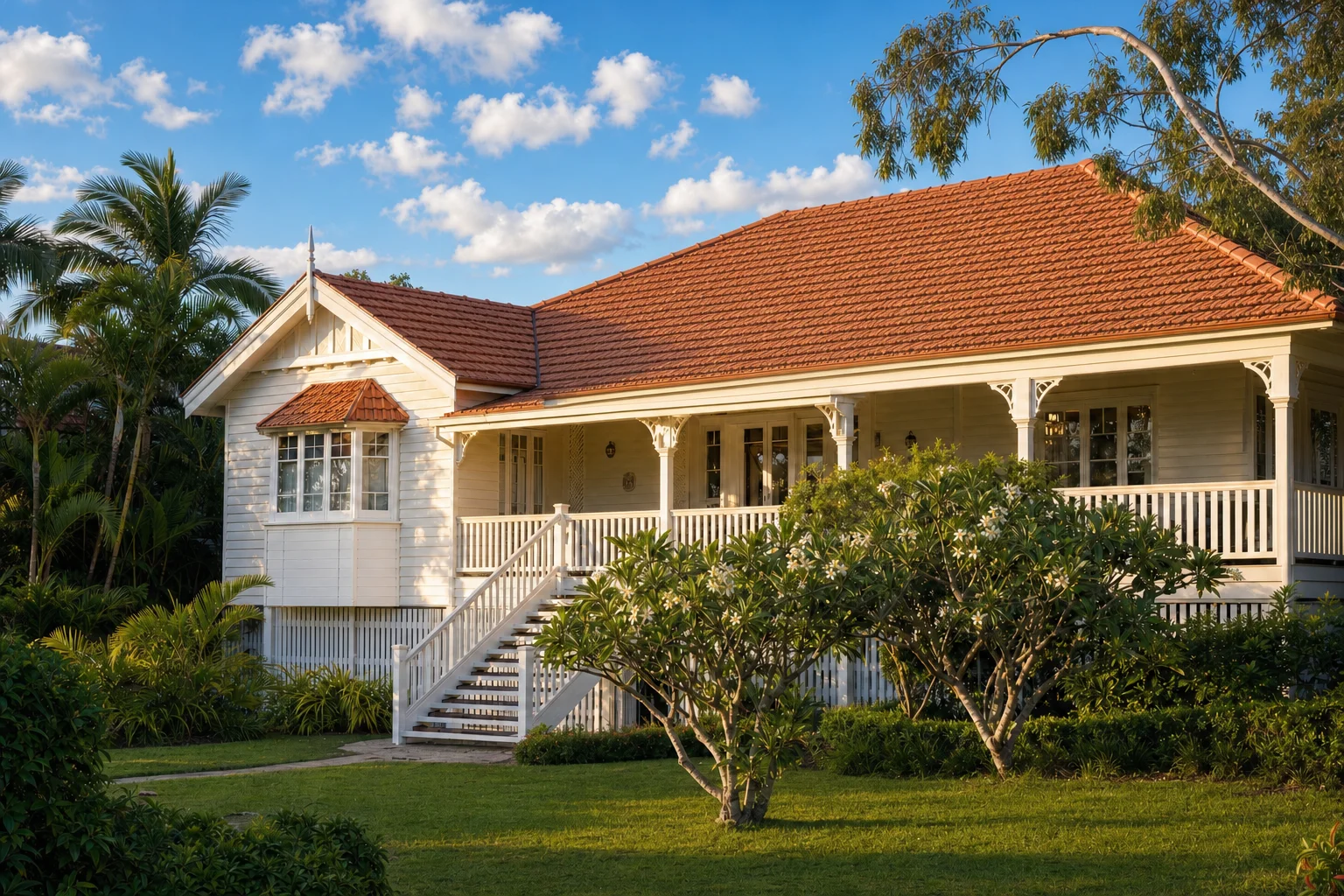 Brisbane Queenslander home with fully restored terracotta tiled roof